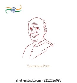 sardar vallabhbhai patel line drawing vector illustration