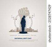 Sardar Vallabhbhai Patel, National Unity Day 31st October. Statue of unity. Abstract vector illustration design