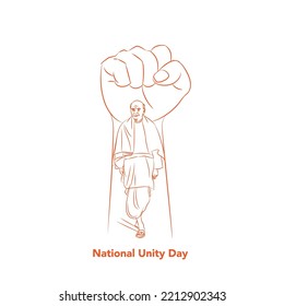 Sardar Vallabhbhai Patel, National Unity Day vector line drawing illustration