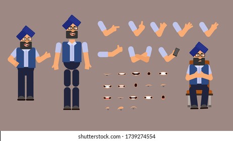 SardarJi Vector Character  For After Effects And Adobe Animate, Info-graphics.