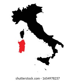 Sardegna Province highlighted on Italy map Vector EPS 10