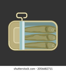 Sardine can - hand drawn vector illustration. Flat color design.