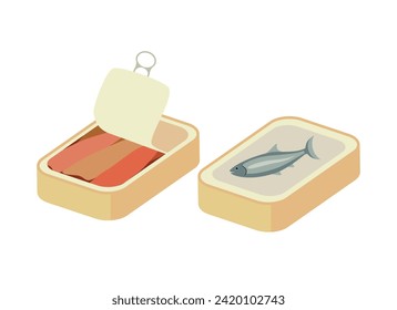 Sardine can icon set vector illustration. Canned fish icon set vector isolated o a white background. Fish sardines in a box graphic design element