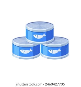 Sardine cans vector isolated on white background.