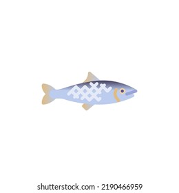 Icono plano de pescado sardino, signo vectorial, pictograma colorido aislado en blanco. Símbolo, ilustración del logotipo. Diseño de estilo plano