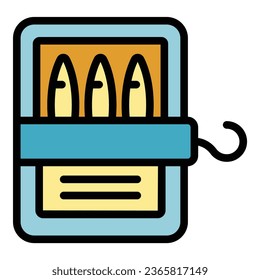 Sardine fish icon outline vector. Food box. Ocean can color flat