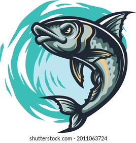 Sardine Fish Jump Illustration Mascot