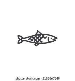 Sardine fish line icon. linear style sign for mobile concept and web design. Fish outline vector icon. Symbol, logo illustration. Vector graphics
