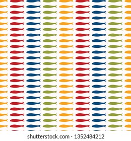 Sardine fish stripes seamless vector pattern of grilled fishes. Lisbon St Antonio traditional portugese food festival. June Portugal party . Atlantic blue ocean animal symbol. Striped fishing icon