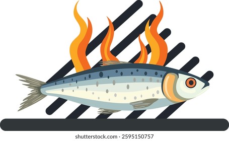 Sardine Grilling on Hot Coals