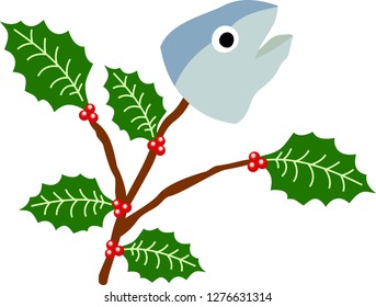 Sardine and holly charm with nuts