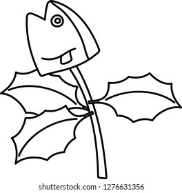 Sardine and holly charm outline