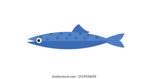 Vector de dibujos animados de icono de sardina. Pescados y mariscos. Comida oceánica