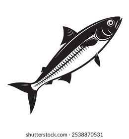 Ícone de logotipo da sardinha silhueta vetor