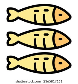 Sardine oil icon outline vector. Fish herring. Ocean can color flat
