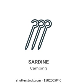 Sardine outline vector icon. Thin line black sardine icon, flat vector simple element illustration from editable camping concept isolated on white background