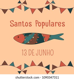 Sardine poster for Santos Populares. Can be used as a brochure, postcard.