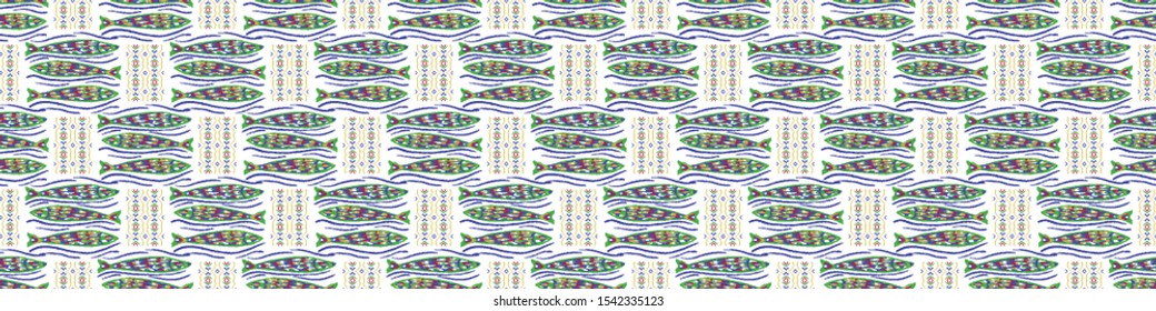 Sardine shoal of fish seamless vector border pattern of grilled fishes. Lisbon St Antonio traditional portugese food festival. June Portugal street party. Atlantic ocean animal ribbon, fishing banner.