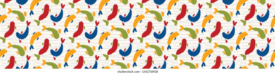 Sardine shoal of fish seamless vector border pattern of grilled fishes. Lisbon St Antonio traditional portugese food festival. June Portugal street party. Atlantic ocean animal ribbon, fishing banner.