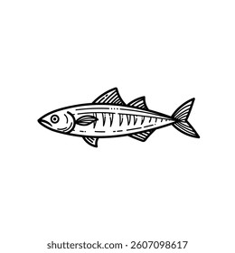 Sardine Vector Illustration, Mackerel Vector Image, Fish Sardine Vector Image, Simple Anchovy Sardine Vector Image.
