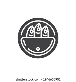 Sardines can vector icon. filled flat sign for mobile concept and web design. Canned fish glyph icon. Symbol, logo illustration. Vector graphics