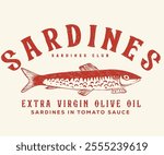 Sardines fish artwork for t shirt print, poster, sticker and other uses. Seafood t shirt design.