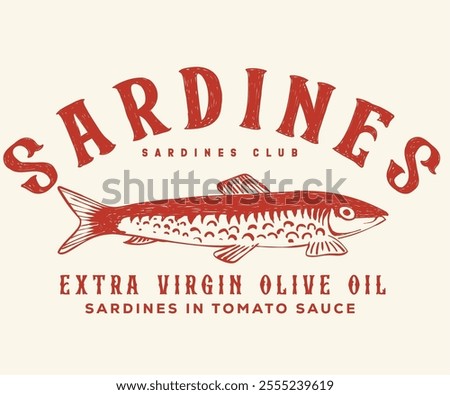 Sardines fish artwork for t shirt print, poster, sticker and other uses. Seafood t shirt design.