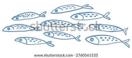 Sardines fish hand drawn doodles vector illustration