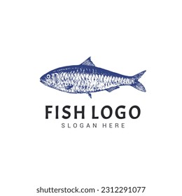 Sardines Fish Logo Vintage Design Template