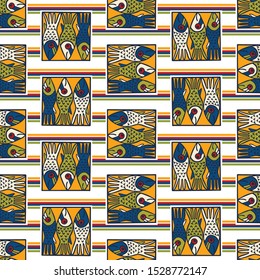 Sardines Fish Tile Seamless Vector Pattern. Grilled Seafood BBQ Motif for Lisbon St Anthony Portugese Food Festival. Traditional Grilled Recipe Graphic. Portugal Canned Seafood Packaging. Vector EPS10