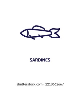 Sardines Icon From Food Collection. Thin Linear Sardines, Food, Sardine Outline Icon Isolated On White Background. Line Vector Sardines Sign, Symbol For Web And Mobile