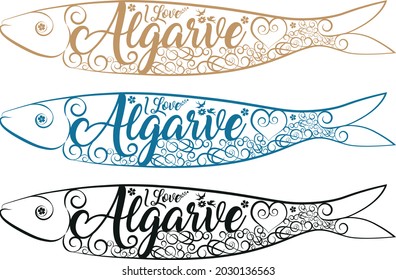 Sardines illustration. ilove Algarve Sardines.