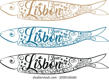 Sardines Illustration. iLove Lisbon Sardines