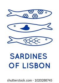 Sardines of Lisbon Portugal vector