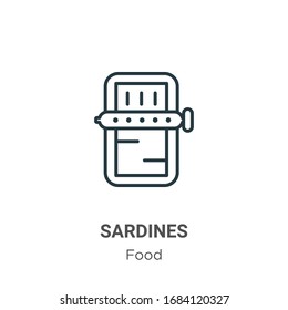 Sardines outline vector icon. Thin line black sardines icon, flat vector simple element illustration from editable food concept isolated stroke on white background