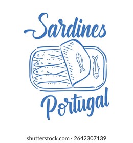 Sardinhas Portugal-Mão desenhada Foodie t-shirt design