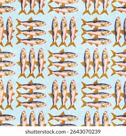 sardines seamless pattern for background, fabric, cover, wallpaper, etc.
