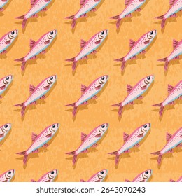sardines seamless pattern for background, fabric, cover, wallpaper, etc.