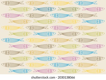 Sardines shoal vector background colors	
