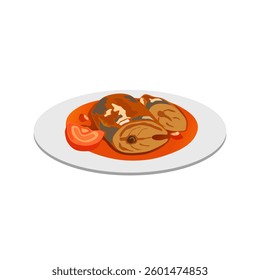 Sardines with spicy tomato sauce vector design