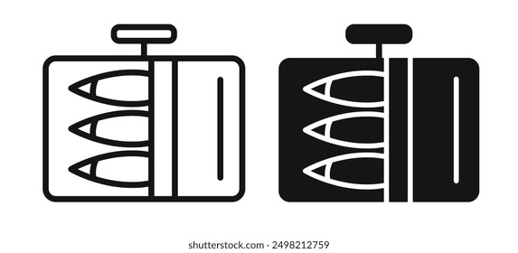 Sardines tin can iconicon vector collection in outlined and solid style