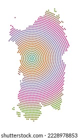 Sardinia dotted map. Digital style shape of Sardinia. Tech icon of the island with gradiented dots. Trendy vector illustration.