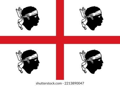 Sardinia Flag. Region of Italy. Vector illustration.