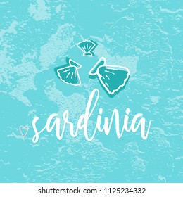 Sardinia Hand Drawn Doodle Sketch Seafood illustration. Nautical background for seafood or fish restaurants, bars, markets or festivals. Vector template