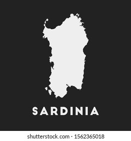 Sardinia icon. Island map on a dark background. Stylish Sardinia map with the island name. Vector illustration.