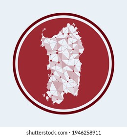 Sardinia icon. Trendy tech logo of the island. Geometric mesh round design. Technology, internet, network, telecommunication concept. Vector illustration.