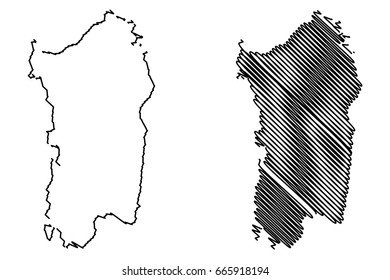 Sardinia island map vector illustration, scribble sketch  Sardinia island