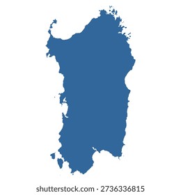 Sardinia Island Outline Map Vector, Italy Mediterranean Island Silhouette