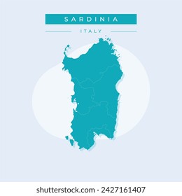 Sardinia Italy Map Black Silhouette and Outline With Regions Border Vector