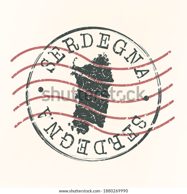 Sardinia Italy Stamp Postal Map Silhouette Stock Vector (Royalty Free